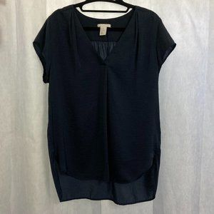 H&M Cap Sleeve, High Low Navy Blouse